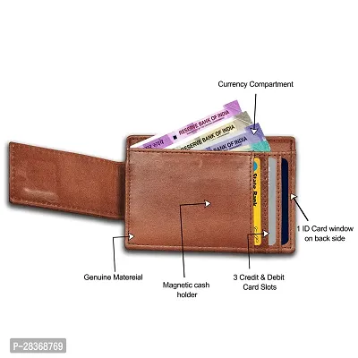 Classy Tan Crunch Leather Money Clip for Men-thumb3