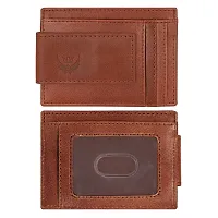 Classy Tan Crunch Leather Money Clip for Men-thumb1