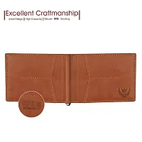 Classy Tan Crunch Leather Bi-Fold Money Clip for Men-thumb4