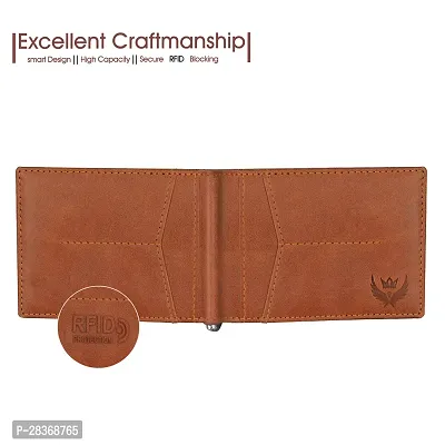 Classy Tan Crunch Leather Bi-Fold Money Clip for Men-thumb5