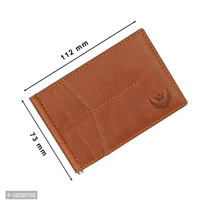 Classy Tan Crunch Leather Bi-Fold Money Clip for Men-thumb2