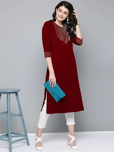 Rayon Embroidered Kurtas For Women