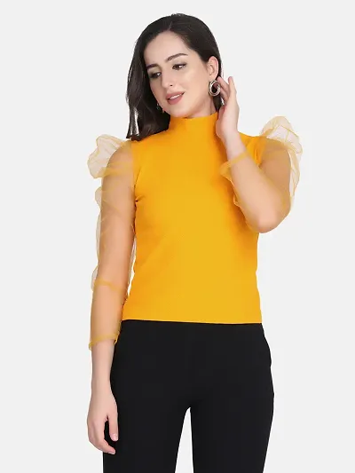 Fancy Solid Top with Net Sleeve