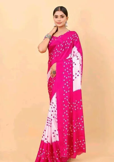Bankcroft Women's Designer Jaipuri Pure Cotton Bandhani Saree With Blouse Piece