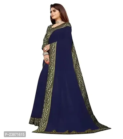 Panthi Fashion Women's Solid Georgette Bollywood Saree Women's Georgette Saree With Blouse Piece Party Wear Sarees For Women Latest Design Sarees For Women Latest Design (Blue)-thumb2