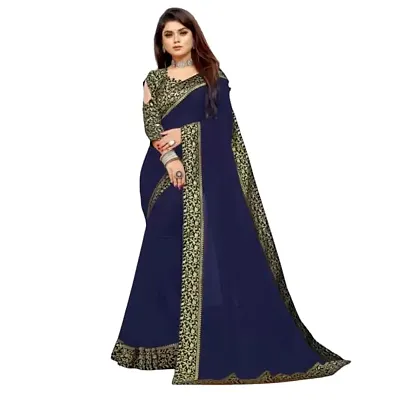 Panthi Fashion Women's Solid Georgette Bollywood Saree Women's Georgette Saree With Blouse Piece Party Wear Sarees For Women Latest Design Sarees For Women Latest Design