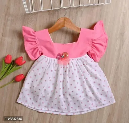 Fabulous Cotton Pink Printed Frocks For Girls-thumb0