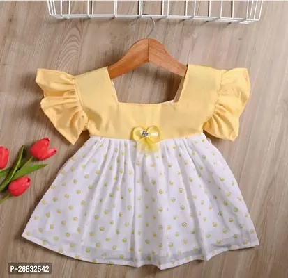Fabulous Cotton Yellow Printed Frocks For Girls