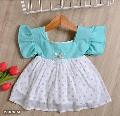 Fabulous Cotton Blend Green Printed Frocks For Girls