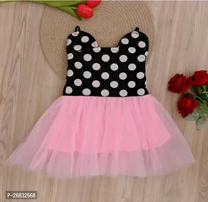 Fabulous Cotton Blend Pink Printed Frocks For Girls