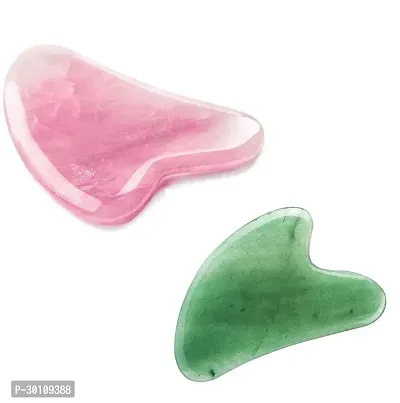 Rose Quartz and Jade Gua Sha Stone Healing Tool Pack of 2