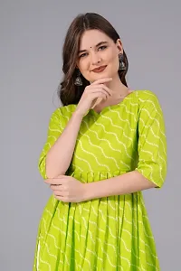 Kharoliya Women Printed Ethnic Dress Kurta Light Green White-thumb4