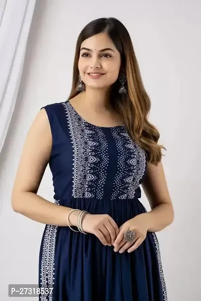 Kharoliya Women Printed Anarkali Kurta Dark Blue-thumb4