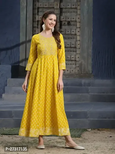 Kharoliya Women Fit and Flare Yellow Dress