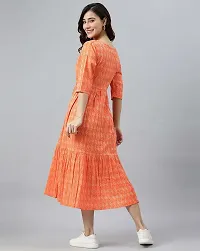 Kharoliya Women Printed Ethnic Dress Kurta Orange-thumb1