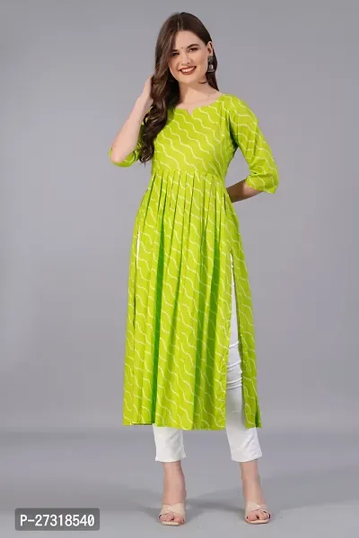 Kharoliya Women Printed Ethnic Dress Kurta Light Green White-thumb0