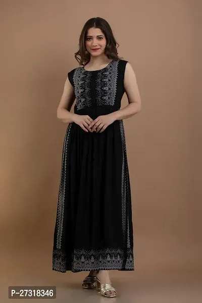 Kharoliya Women Printed Anarkali Kurta Black-thumb0