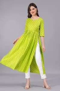 Kharoliya Women Printed Ethnic Dress Kurta Light Green-thumb3