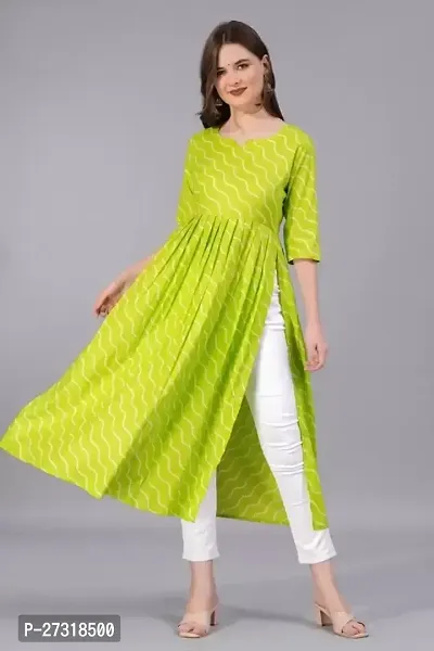 Kharoliya Women Printed Ethnic Dress Kurta Light Green-thumb4