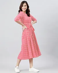 Kharoliya Women Gathered Pink Dress-thumb2