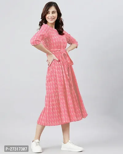 Kharoliya Women Gathered Pink Dress-thumb3