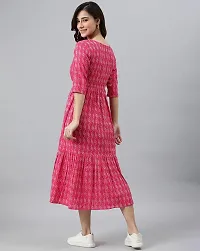 Kharoliya Women Printed Flared Kurta Pink-thumb1