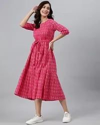 Kharoliya Women Printed Flared Kurta Pink-thumb3