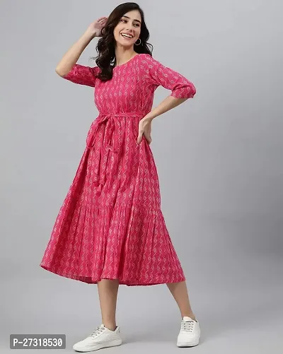 Kharoliya Women Printed Flared Kurta Pink-thumb4