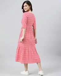 Kharoliya Women Gathered Pink Dress-thumb1