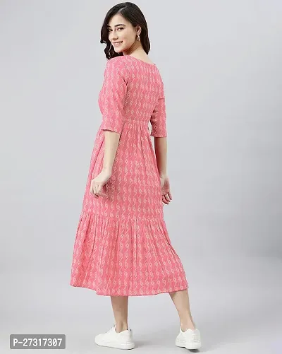 Kharoliya Women Gathered Pink Dress-thumb2