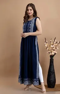 Kharoliya Women Printed Straight Kurta Blue-thumb2