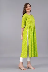 Kharoliya Women Printed Ethnic Dress Kurta Light Green White-thumb2