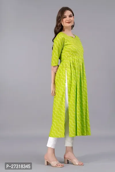 Kharoliya Women Printed Ethnic Dress Kurta Light Green White-thumb3