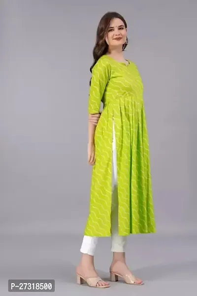 Kharoliya Women Printed Ethnic Dress Kurta Light Green-thumb3