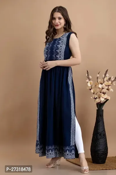 Kharoliya Women Printed Aline Kurta Blue-thumb3