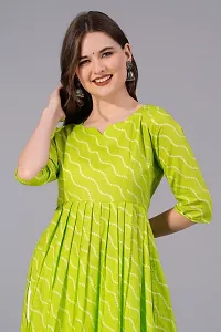 Kharoliya Women Printed Ethnic Dress Kurta Light Green White-thumb3