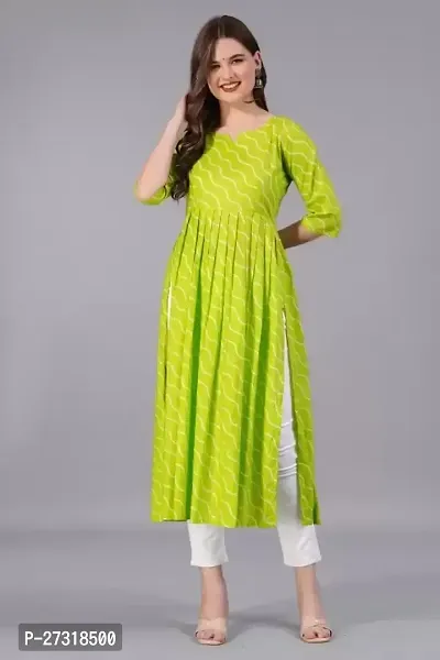 Kharoliya Women Printed Ethnic Dress Kurta Light Green-thumb0