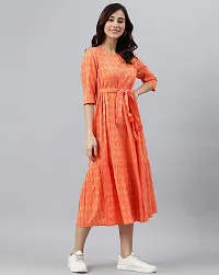 Kharoliya Women Printed Ethnic Dress Kurta Orange-thumb3