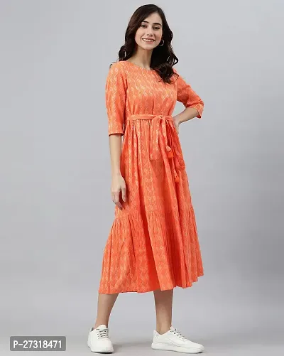 Kharoliya Women Printed Ethnic Dress Kurta Orange-thumb4