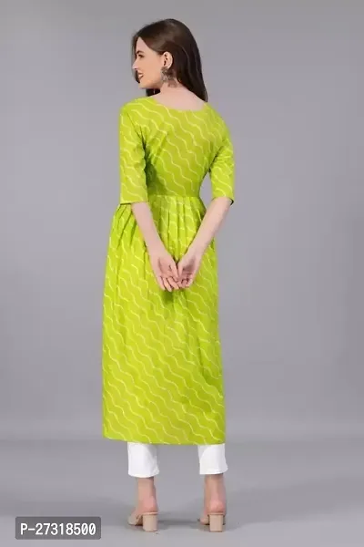 Kharoliya Women Printed Ethnic Dress Kurta Light Green-thumb2