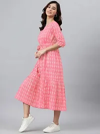 Kharoliya Women Gathered Pink Dress-thumb3