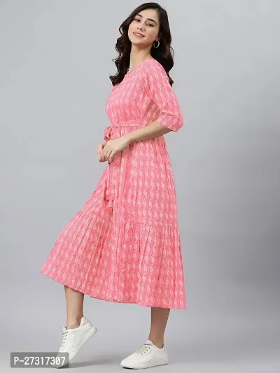 Kharoliya Women Gathered Pink Dress-thumb4