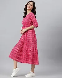 Kharoliya Women Printed Flared Kurta Pink-thumb2