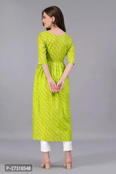 Kharoliya Women Printed Ethnic Dress Kurta Light Green White-thumb2