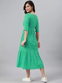 Stylish Fit and Flare White Light Green Dress for Women-thumb3