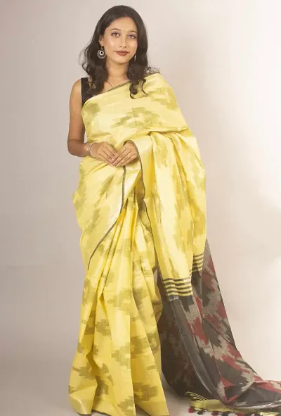 Alluring Cotton Blend Saree with Blouse piece 