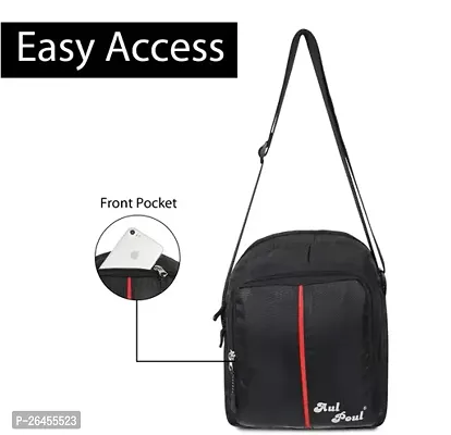 Unisex Black Polyester Solid Sling Bags For Men And Women