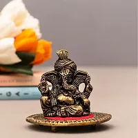 Gold-Toned Ganesha with Diwali Aarti Scroll,3D Greeting Card,and 10 Diyas (Gift Pack of 13)-thumb3