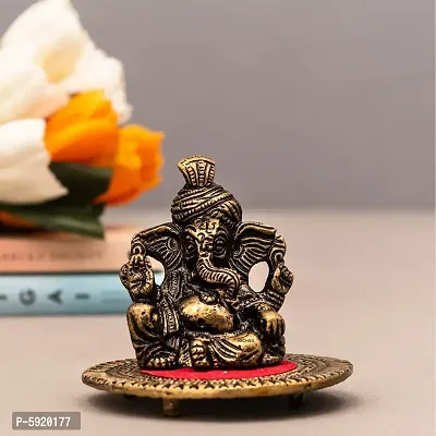 Gold-Toned Ganesha with Diwali Aarti Scroll,3D Greeting Card,and 10 Diyas (Gift Pack of 13)-thumb4