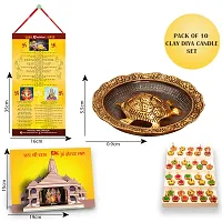 Feng Shui Gold-Toned Turtle with Diwali Aarti Scroll,3D Greeting Card,and 10 Diyas (Gift Pack of 13)-thumb3